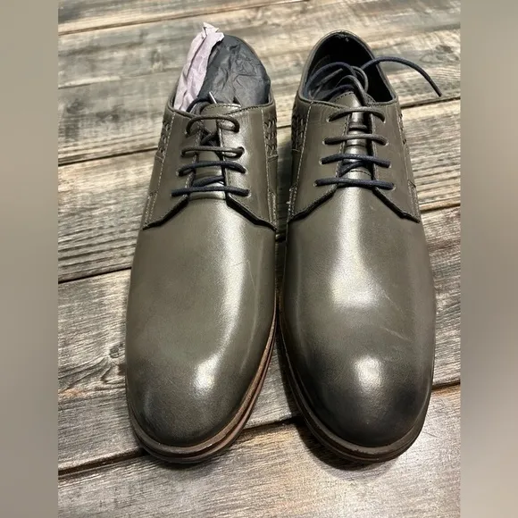 Thomas and Vine 9.5 Grey Woven Leather Men’s Dress Shoes NWOB