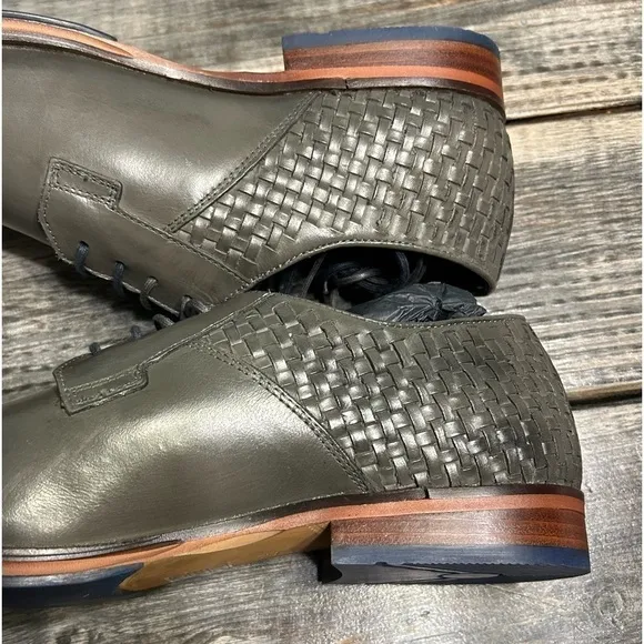Thomas and Vine 9.5 Grey Woven Leather Men’s Dress Shoes NWOB