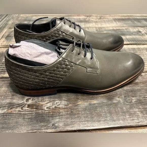 Thomas and Vine 9.5 Grey Woven Leather Men’s Dress Shoes NWOB