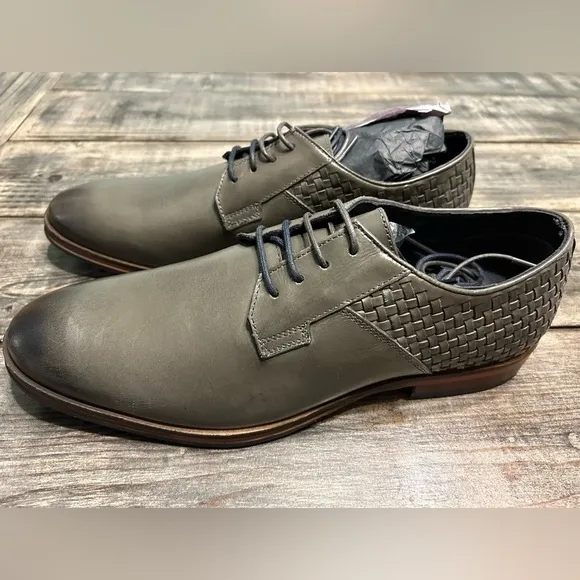 Thomas and Vine 9.5 Grey Woven Leather Men’s Dress Shoes NWOB
