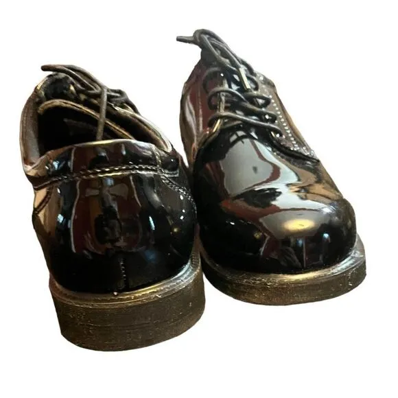 Thorogood Black Shiny Poromeric Academy Oxford Dress Shoes Men's Size 9M With Bo