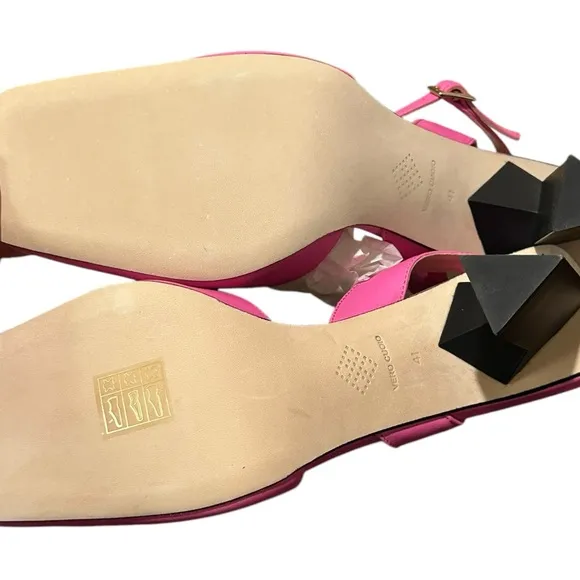 TIANNIA BARNES Leather HOPE ANKLE STRAP HEELS PINK Diamond Heel sz 10 msrp $675
