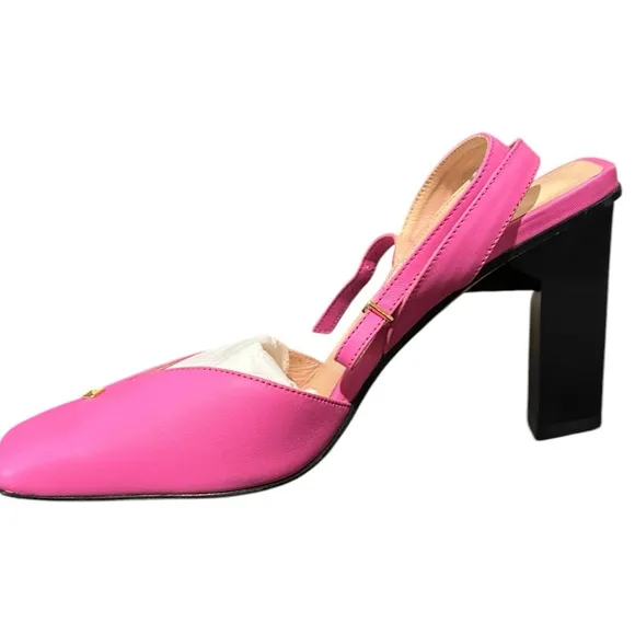 TIANNIA BARNES Leather HOPE ANKLE STRAP HEELS PINK Diamond Heel sz 10 msrp $675