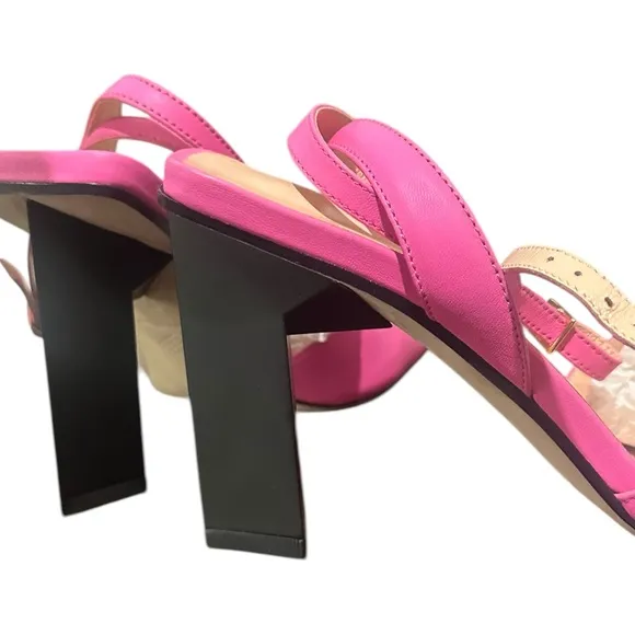 TIANNIA BARNES Leather HOPE ANKLE STRAP HEELS PINK Diamond Heel sz 10 msrp $675