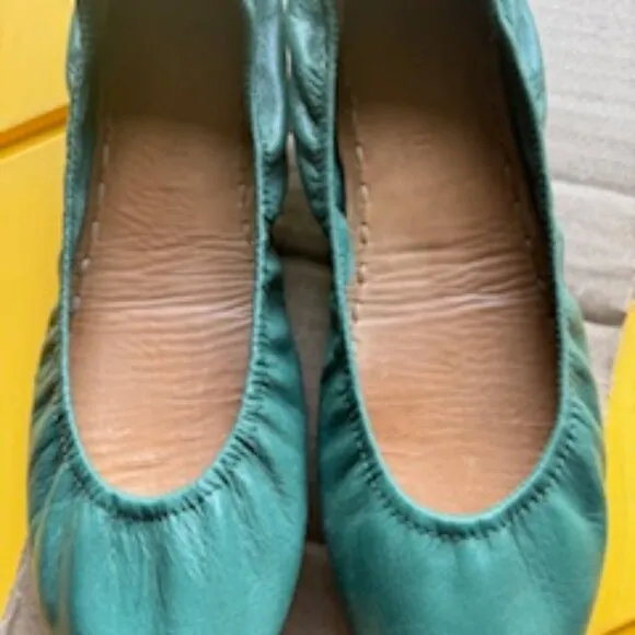 Tieks by Gavrieli Pacific Green Leather Ballet Flats Slip On Shoes Size 11