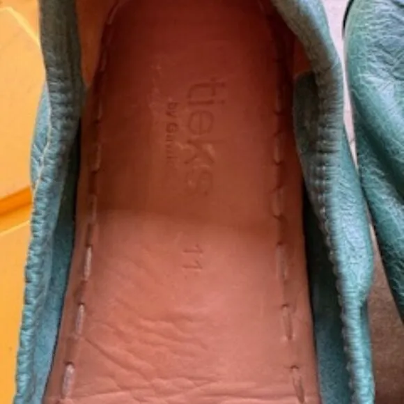 Tieks by Gavrieli Pacific Green Leather Ballet Flats Slip On Shoes Size 11