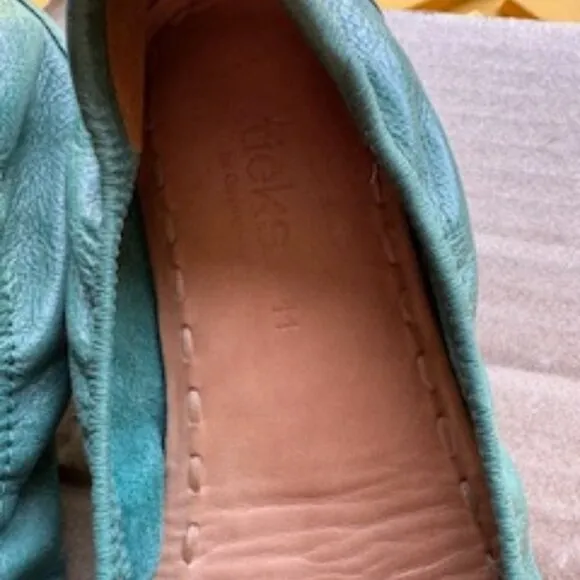 Tieks by Gavrieli Pacific Green Leather Ballet Flats Slip On Shoes Size 11