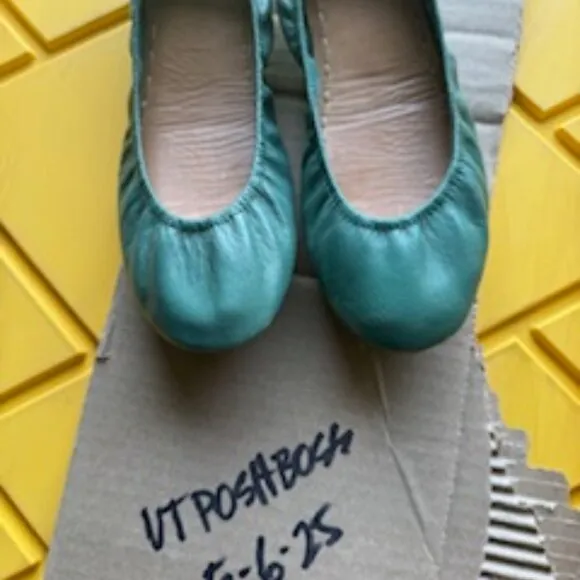 Tieks by Gavrieli Pacific Green Leather Ballet Flats Slip On Shoes Size 11