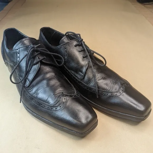 To Boot New York Adam Derrick Black Wingtip Oxford Black leather Dress Shoes Sz