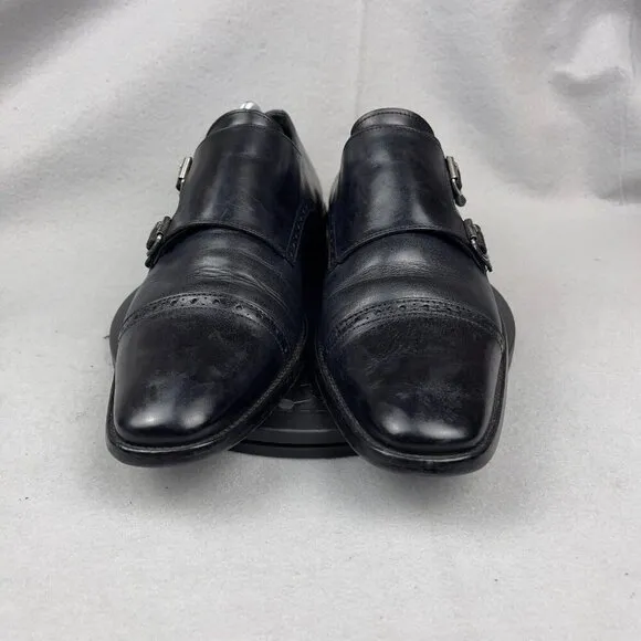 To Boot New York Black Leather Double Monk Strap Cap Toe Dress Shoes Size 10