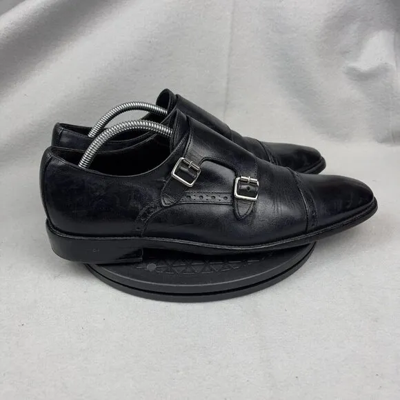 To Boot New York Black Leather Double Monk Strap Cap Toe Dress Shoes Size 10