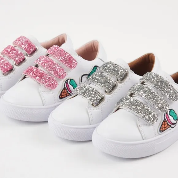 Toddler Girls Pink Glitter Velcro Sneakers