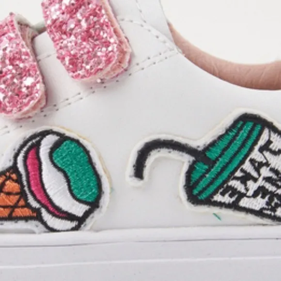 Toddler Girls Pink Glitter Velcro Sneakers
