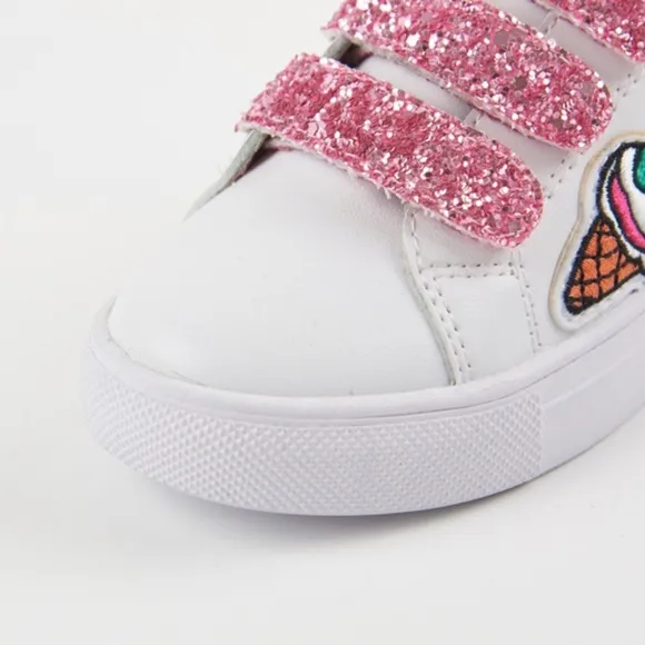 Toddler Girls Pink Glitter Velcro Sneakers