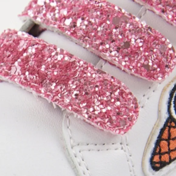 Toddler Girls Pink Glitter Velcro Sneakers