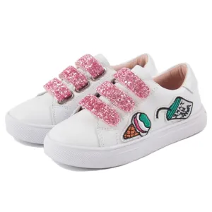 Toddler Girls Pink Glitter Velcro Sneakers