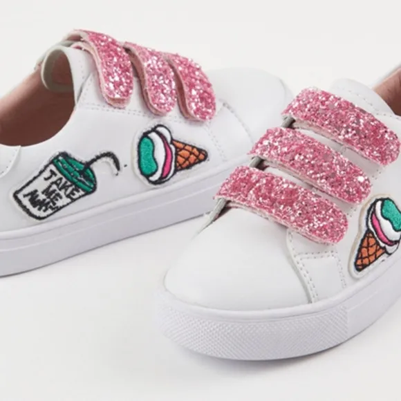 Toddler Girls Pink Glitter Velcro Sneakers