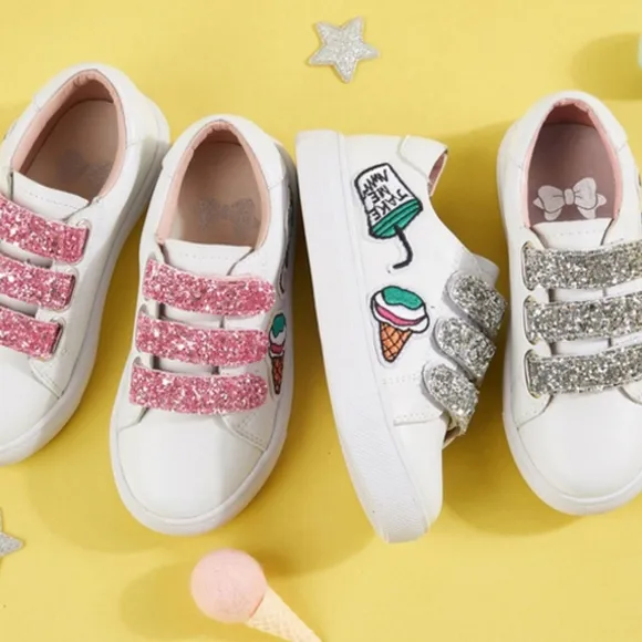 Toddler Girls Pink Glitter Velcro Sneakers