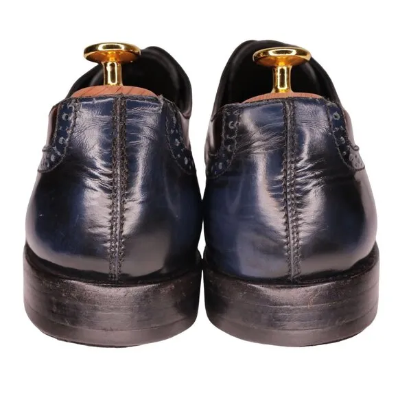 Tod's Men 10.5 Italy Burgundy Navy Blue Leather Wingtip Dress Shoes Derby Oxford