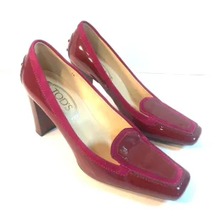 TOD'S Red Patent Leather Swing Sellaria Access Pumps Heels Shoes