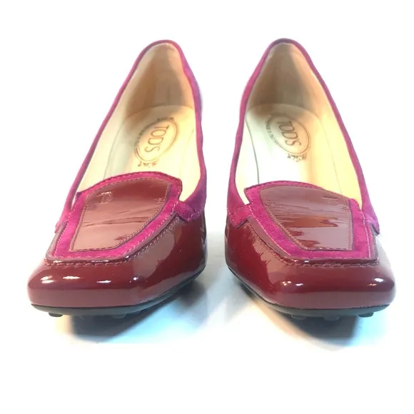 TOD'S Red Patent Leather Swing Sellaria Access Pumps Heels Shoes