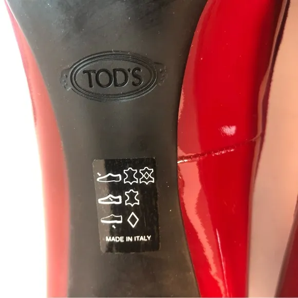 TOD'S Red Patent Leather Swing Sellaria Access Pumps Heels Shoes