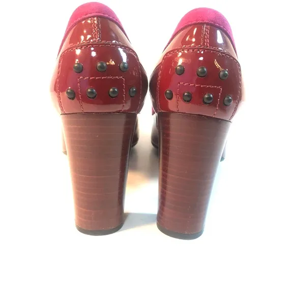 TOD'S Red Patent Leather Swing Sellaria Access Pumps Heels Shoes