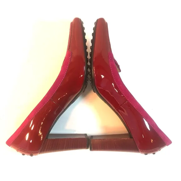 TOD'S Red Patent Leather Swing Sellaria Access Pumps Heels Shoes