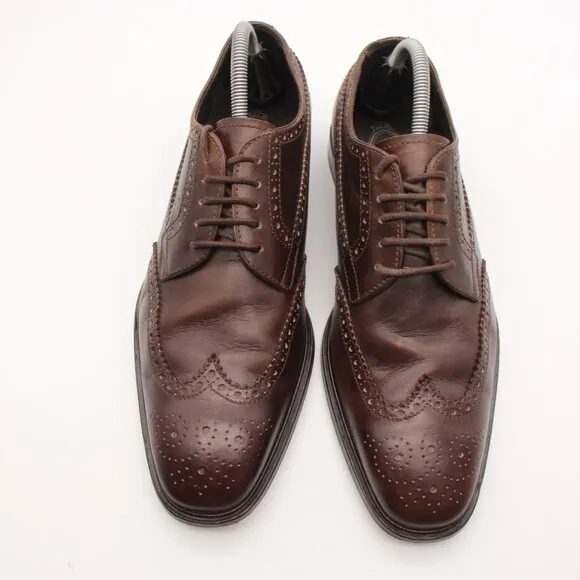 TOD'S Wingtip Brogue Oxford Men's Size UK 8 Lace-up Brown Leather Dress Shoes