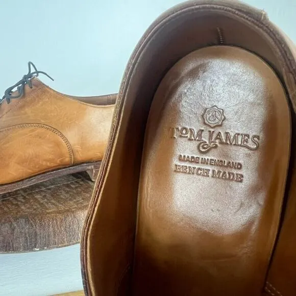 Tom James Oxford Shoes Mens 13D Brown Leather Abington Lace Up Made in England