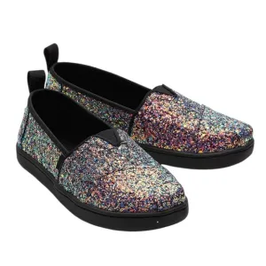 TOMS Kids Glitter Shoes Tiny Alpargata - Black Multi size 4