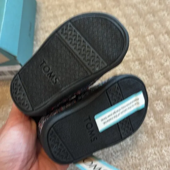 TOMS Kids Glitter Shoes Tiny Alpargata - Black Multi size 4