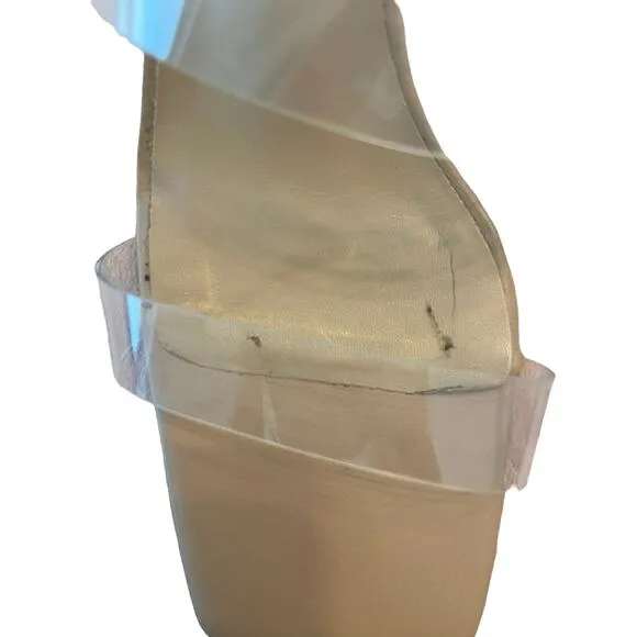 Tony Bianco Chicago Heels Sandals Square Toe Clear Vinylite/Skin Nappa Size 6