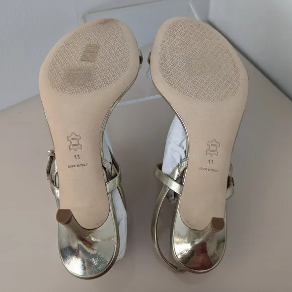 TORY BURCH * $328 MANY SIZES * Penelope Slingback Sandal Gold Strappy Prom