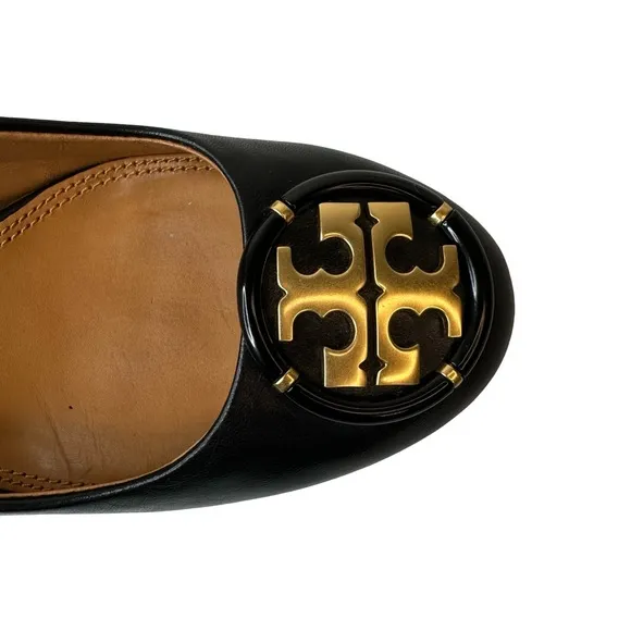 Tory Burch Black Leather Women's Chelsea Wedge Pumps Size 7.5