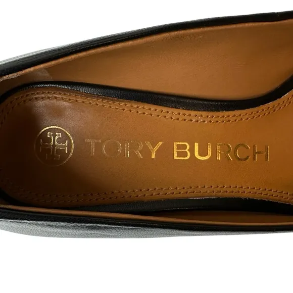 Tory Burch Black Leather Women's Chelsea Wedge Pumps Size 7.5