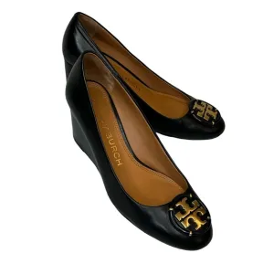 Tory Burch Black Leather Women's Chelsea Wedge Pumps Size 7.5