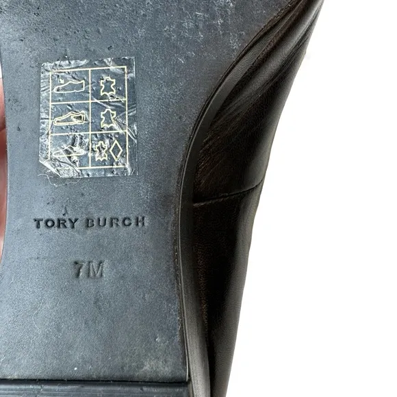 Tory Burch Black Leather Women's Chelsea Wedge Pumps Size 7.5