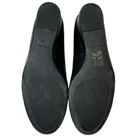 Tory Burch Black Leather Women's Chelsea Wedge Pumps Size 7.5