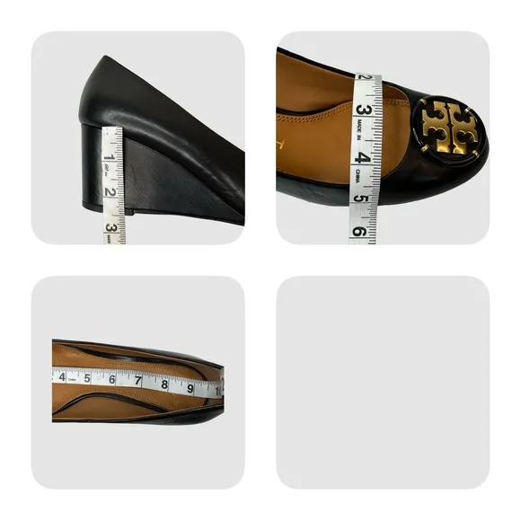 Tory Burch Black Leather Women's Chelsea Wedge Pumps Size 7.5