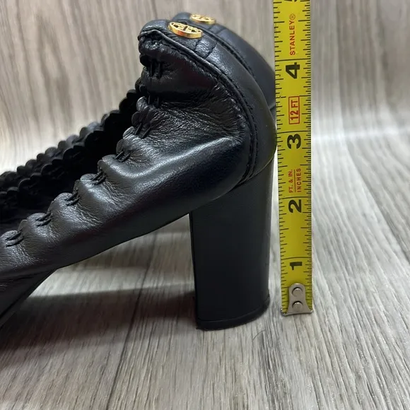 Tory Burch Black Patent Leather Aaden Mid Heel Pumps Heels