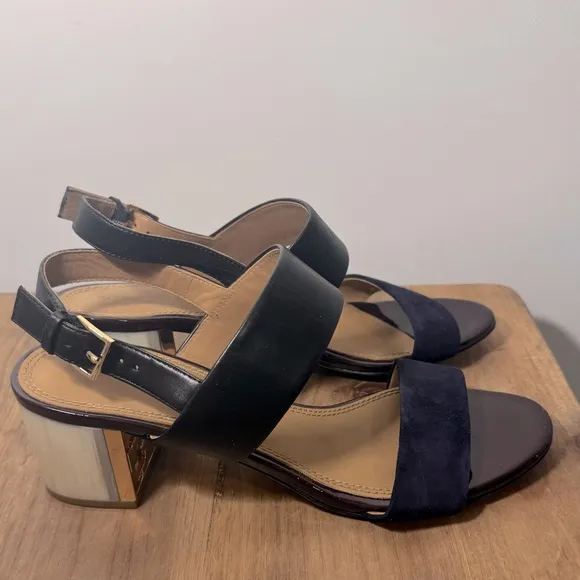 Tory Burch Elegant Black, Blue and Tan Women's Sandals