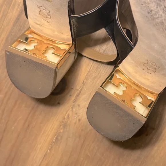 Tory Burch Elegant Black, Blue and Tan Women's Sandals