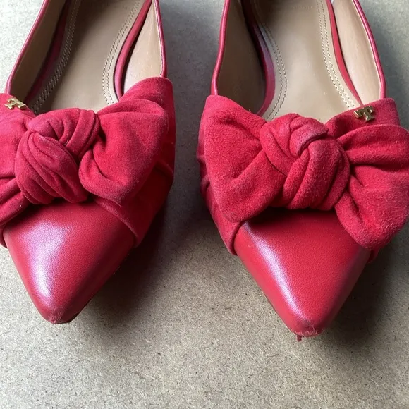Tory Burch Elegant Red Women's Shoes with Bow Detail, size 8.5