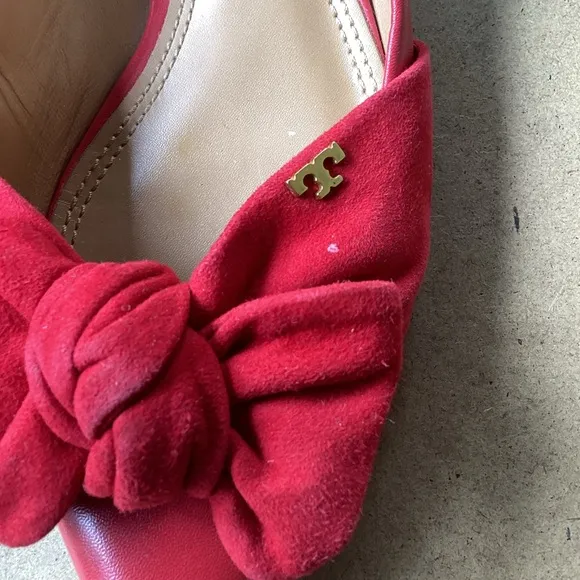 Tory Burch Elegant Red Women's Shoes with Bow Detail, size 8.5