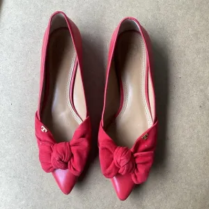 Tory Burch Elegant Red Women's Shoes with Bow Detail, size 8.5