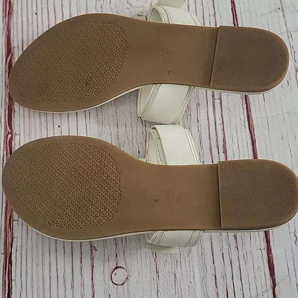 TORY BURCH Elegant White Thongs with Gold Accents Size 8