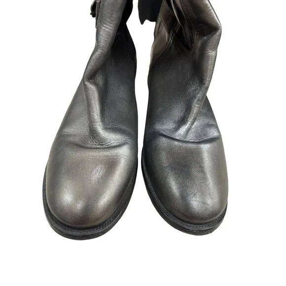 Tory Burch gray black shoes knee high boots leather upper size 10.5 M SKU 2924
