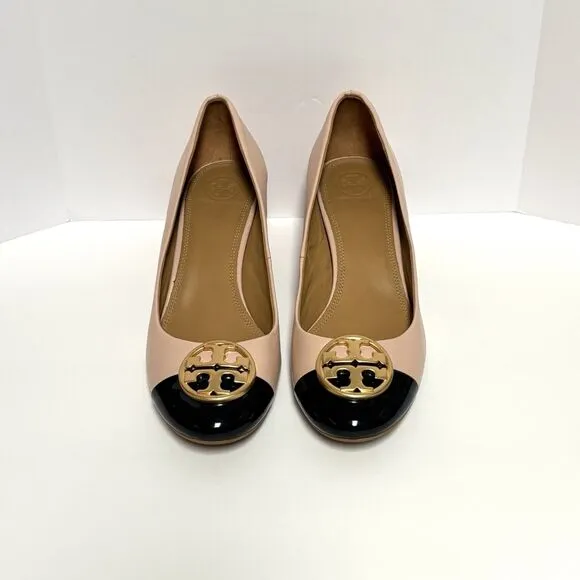 Tory Burch Pink Leather Patent Leather Chelsea Block Heel Pumps Size 9