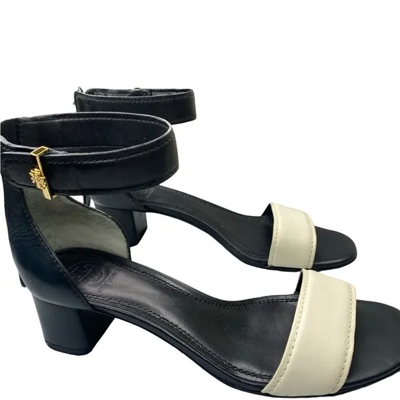 Tory Burch  Tana leather Elegant Black and Cream Women's Sandals